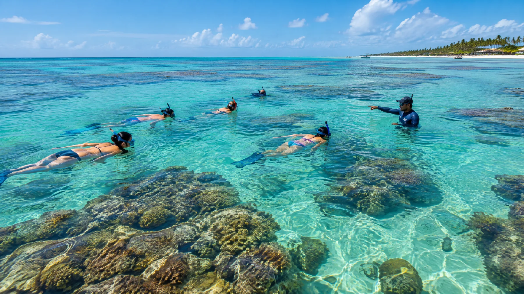 A maré e a conservação dos recifes definem a experiência em Maragogi. Piscinas naturais e recifes no litoral de Maragogi