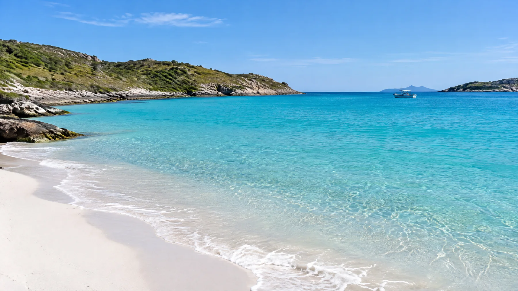 A navegação e as regras da reserva fazem parte do planejamento em Arraial do Cabo. Praia do Farol em Arraial do Cabo com água azul e areia clara